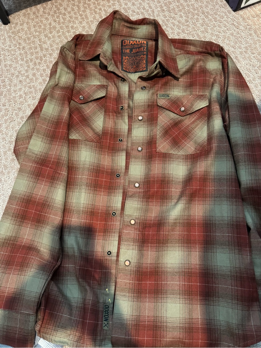 DIXXON Plaid Snap-Front Shirt Jacket in Red and Green